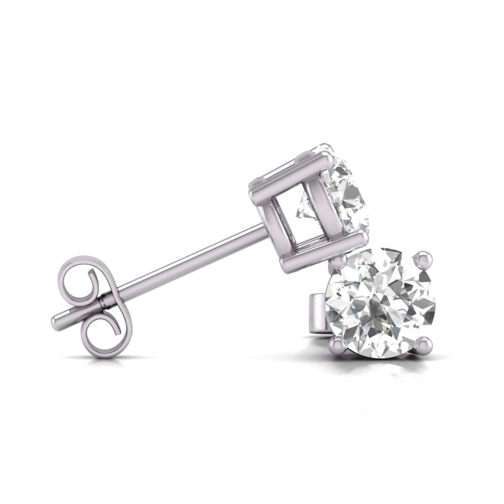 Elegant 14k white gold 2.10 round brilliant diamond certified Stud Earrings
